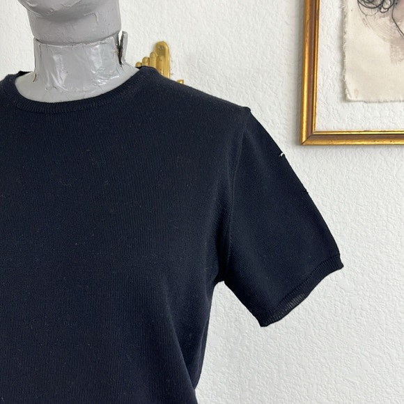 Burberry Knit Short Sleeve Crew Neck Sweater Embroidered Logo Hip - Picture 2 of 10